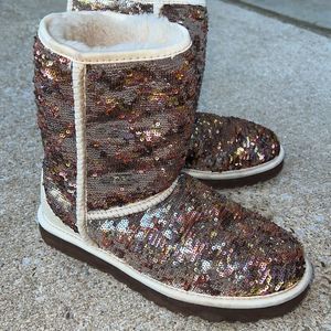 Ugg Sparkle Short boots with sequins: copper gold brown